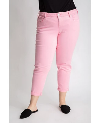 Slink Jeans Plus Color Mid rise boyfriend rolled 25.5" inseam