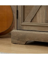 Farmhouse Liquor Cabinet with Removable Wine Racks (Gray Wash, L39.37"W15.7"H34.65")