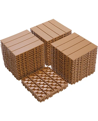 Plastic Interlocking Deck Tiles, 44-pack, Waterproof Outdoor Flooring