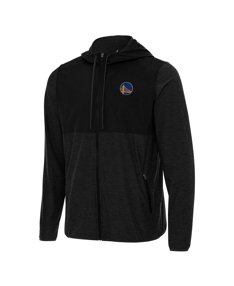 Antigua Men's Black Golden State Warriors Sway Full-Zip Hoodie Jacket
