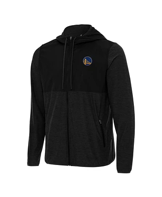 Antigua Men's Black Golden State Warriors Sway Full-Zip Hoodie Jacket
