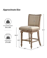Rodolphe Bar Stool set with nailhead trims