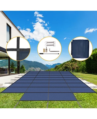 Pool Safety Cover for 20x40ft Inground Pools with End Step, Triple Stitched Mesh