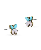 Betsey Johnson Faux Stone Boho Butterfly Stud Earrings