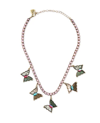 Betsey Johnson Faux Stone Boho Butterfly Bib Tennis Necklace