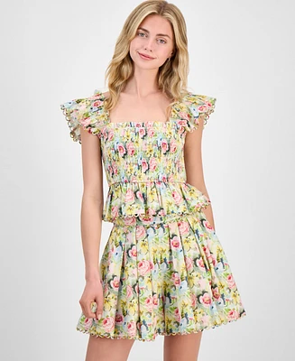 En Saison Women's Cairo Cotton Smocked Floral Top
