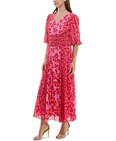 Taylor Women's Smocked-Waist Floral-Print Maxi Dress