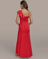 Donna Karan New York Women's Ruffle-v-Neck Sleeveless Gown