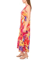 Msk Women's Round-Neck Sleeveless Keyhole Back Maxi Dress