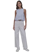 Dkny Jeans Women's Striped Cotton Bubble-Hem Sleeveless Top - EDS