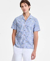 Nautica Mens Classic Fit Printed Button Down Camp Shirt Classic Fit Stretch Flat Front 8 1 2 Chino Deck Shorts