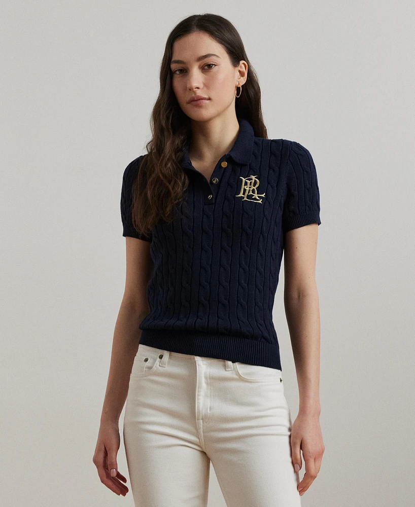 Lauren Ralph Women's Cable-Knit Polo Shirt, Regular & Petite