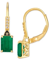 Le Vian Costa Smeralda Emeralds (1-3/8 ct. t.w.) & Diamond (1/20 ct. t.w.) Leverback Earrings in 14k Gold