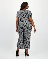 Ak Anne Klein Plus Size Printed Tulip Sleeve Top Wide Leg Pants