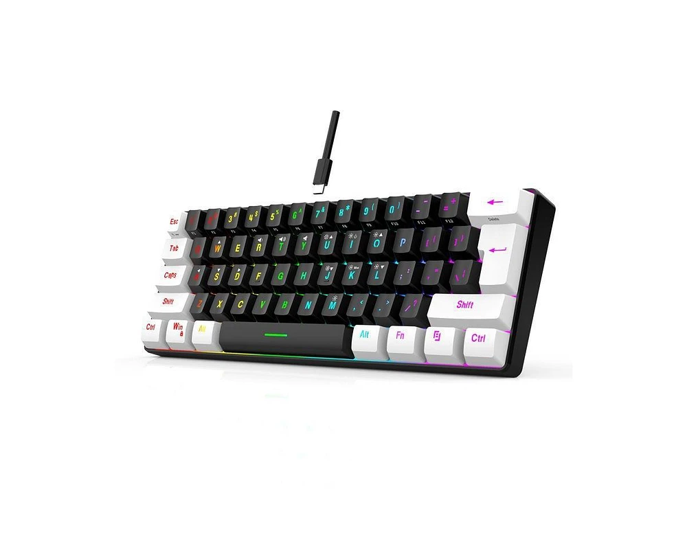 Risokeys 60% wired Gaming keyboard, Rgb backlit ultra-small keyboard, waterproof portable, computer/Mac game keyboard (Black)