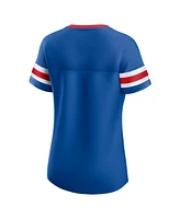 Fanatics Women's Blue New York Rangers Iconic Athena Lace-Up T-Shirt