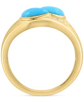 Effy Turquoise (5x7mm) & Diamond (1/4 ct. t.w.) Statement Ring in 14k Yellow Gold