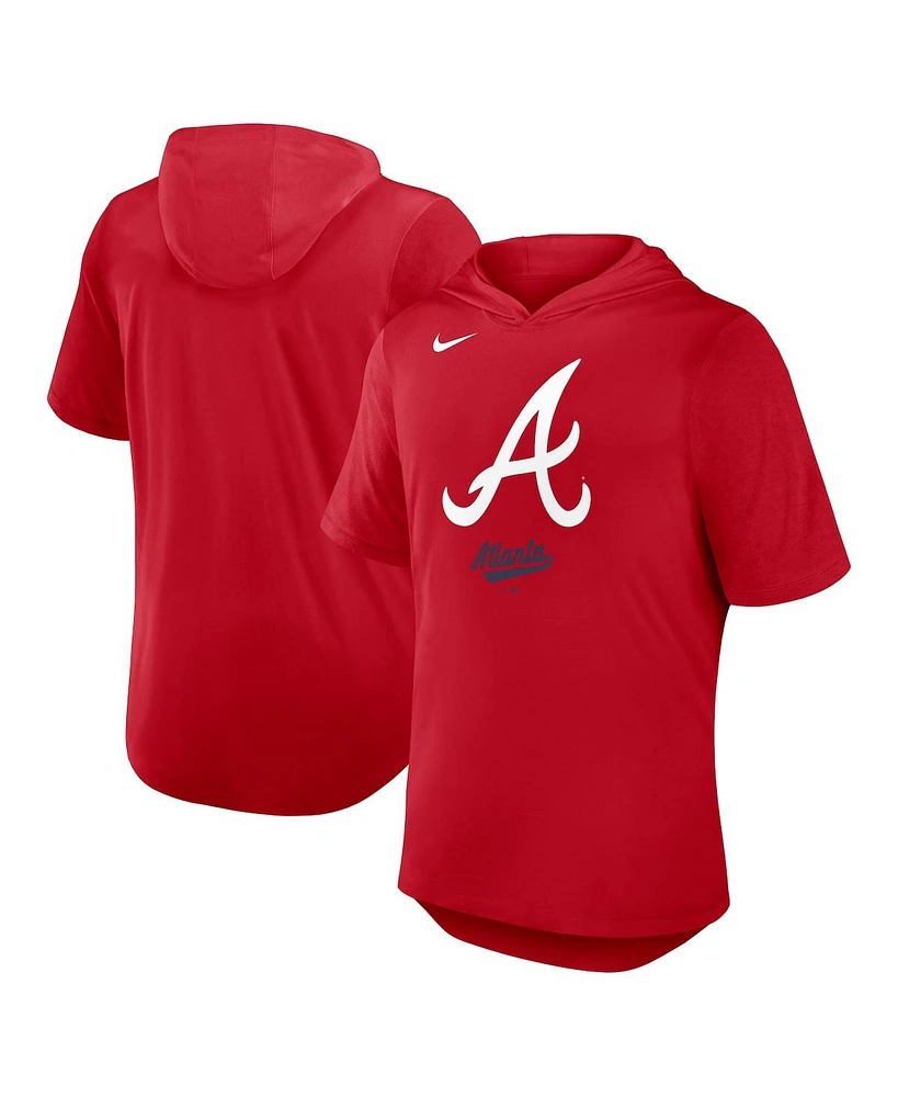 Nike Men's Red Atlanta Braves Tri-Blend Performance Hoodie T-Shirt