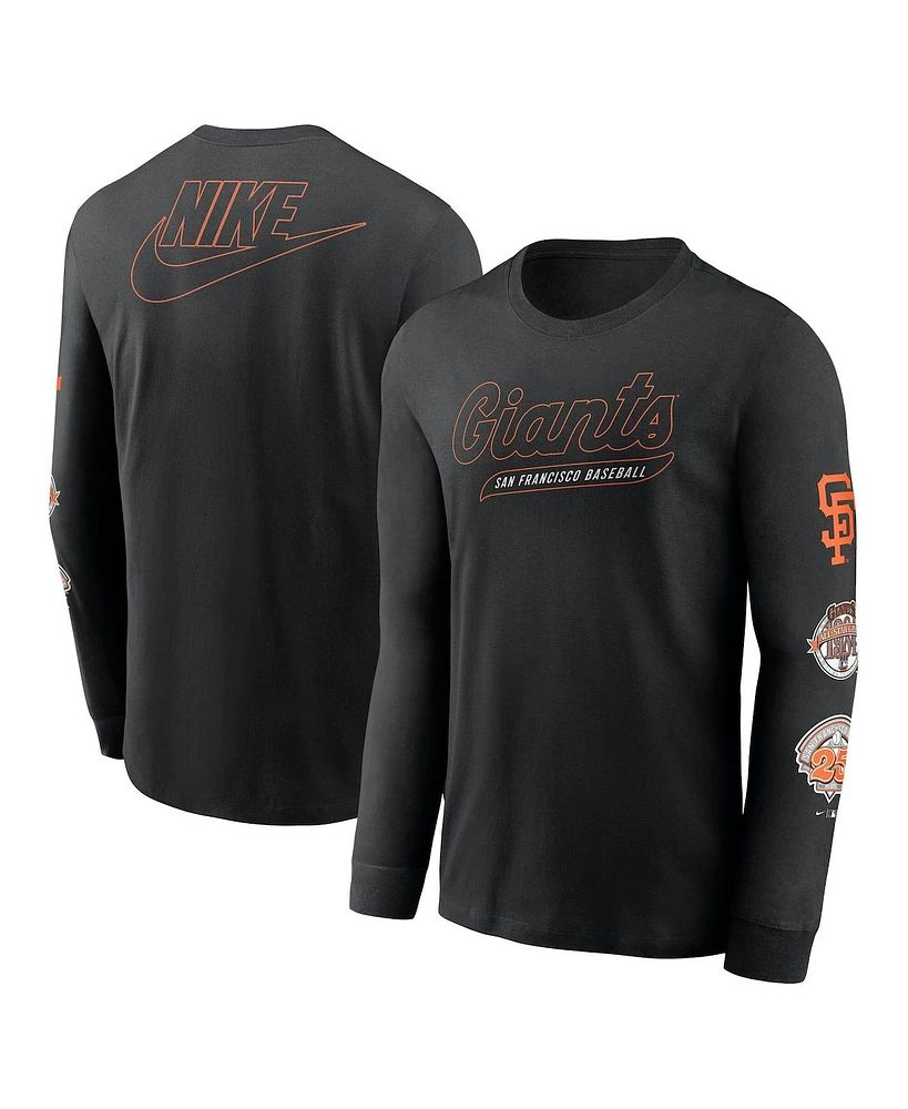 Nike Men's Black San Francisco Giants Cooperstown Collection Knockout Long Sleeve T-Shirt