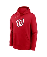 Nike Men's Red Washington Nationals Logo Club Fleece Pullover Hoodie