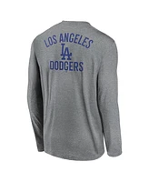Nike Men's Heather Charcoal Los Angeles Dodgers 2-Hit Legend Performance Long Sleeve T-Shirt