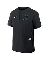 Nike Men's Black Miami Marlins Authentic Collection Raglan Short Sleeve Windshirt