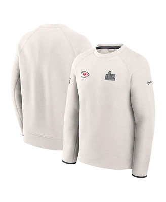 Nike Men's Cream Kansas City Chiefs Super Bowl Lix Opening Night Tech Fleece Pullover Sweatshirt