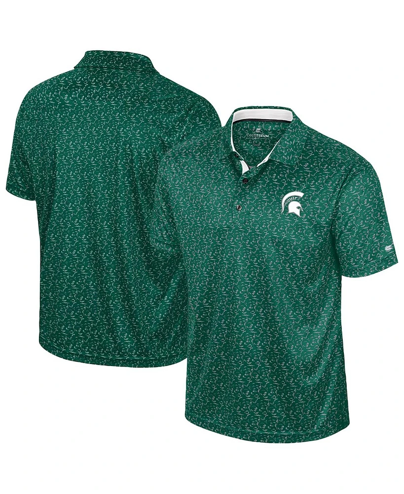 Colosseum Men's Green Michigan State Spartans Sublimated Golf Polo Shirt
