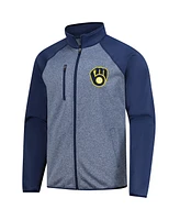 G-iii Sports by Carl Banks Men's Navy Milwaukee Brewers Runners Raglan Full Zip Track Jacket