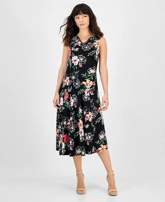 Robbie Bee Women's Cowl-Neck Sleeveless Midi Dress