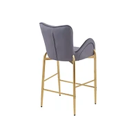 Set of 2 Velvet Bar Stools, Tufted Armchairs with Gold Metal Legs for Home & Kitchen Island-The Pop
