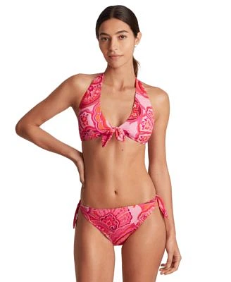 Lauren Ralph Lauren Womens Printed Tie Front V Neck Bikini Top Side Tie Hipster Bikini Bottoms