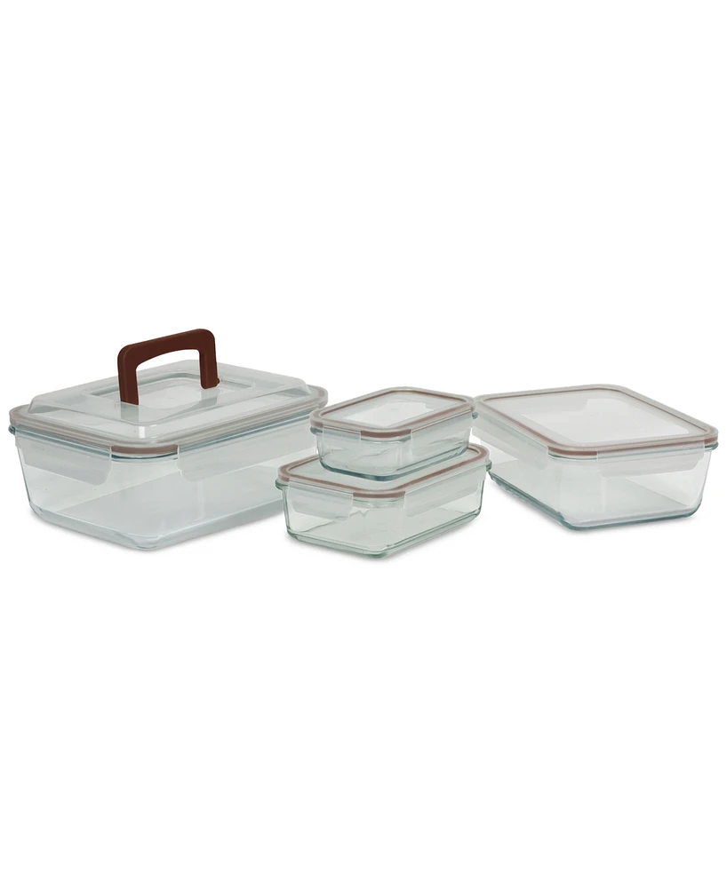 Sedona Kitchen 8-Piece Rectangular Glass Container Food Storage Set