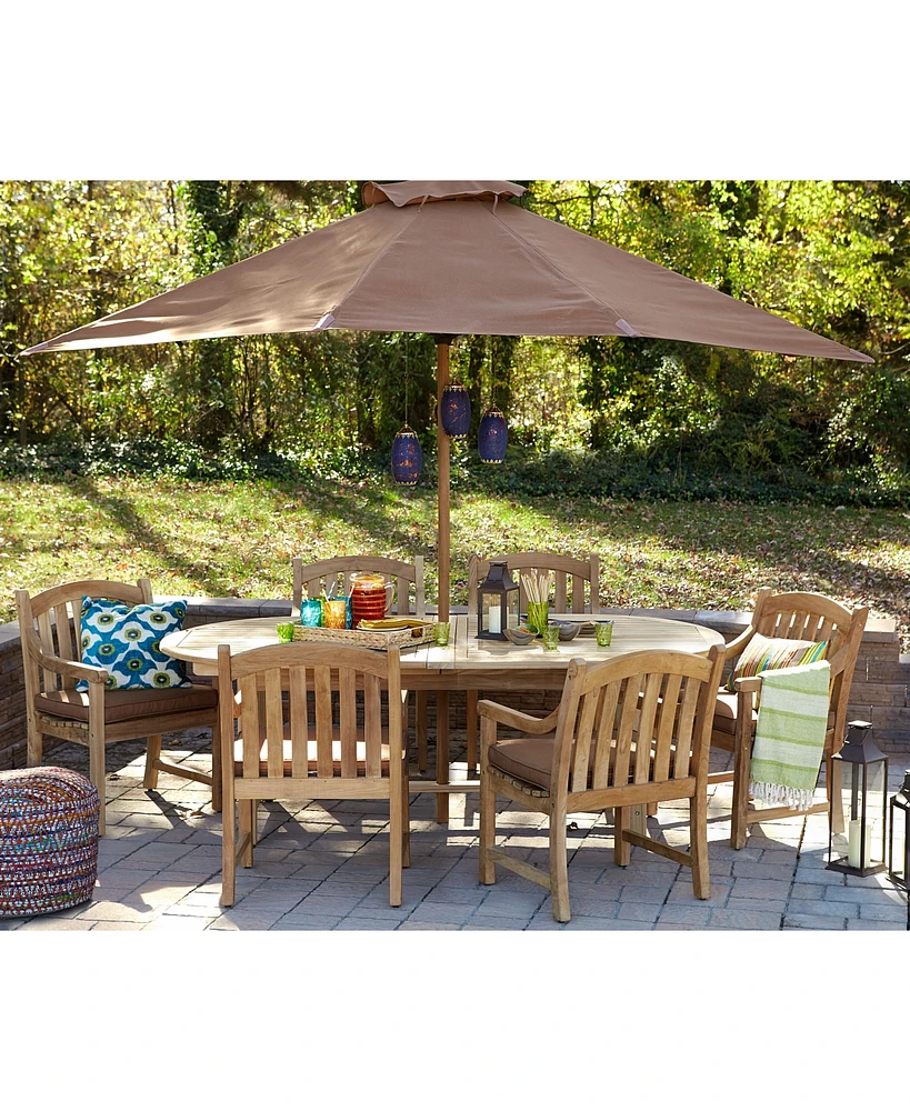 Bristol Outdoor Teak 7-Pc. Dining Set (87" x 47" Dining Table and 6 Dining Chairs)