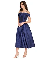Tahari Asl Women's Crushed Taffeta Off-The-Shoulder Dress