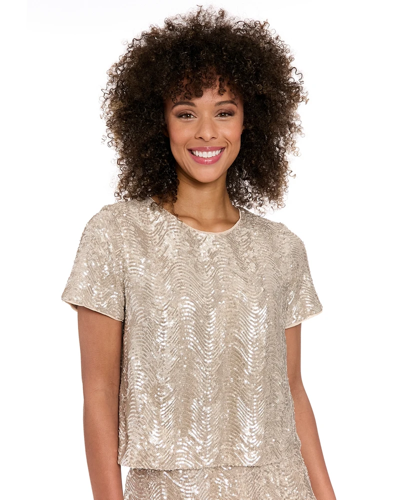 Muse Women's Jewel-Neck Cropped Short-Sleeve T-Shirt