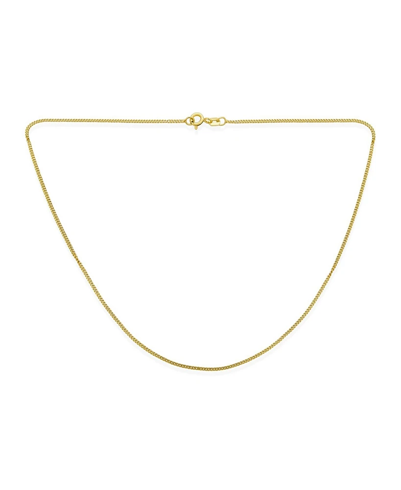 Bling Jewelry Thin 2MM Strong Simple Miami Cuban Curb Chain Necklace Yellow Gold Plated.925 Sterling Silver