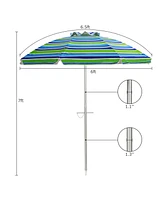 Gymax 6.5Ft Beach Umbrella w/ Tilt Mechanism Sand Anchor Carrying Bag