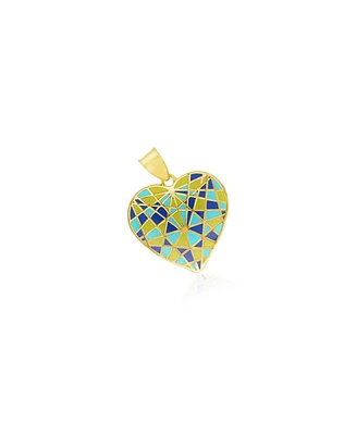 The Lovery Geometric Enamel Heart Charm 14K Gold