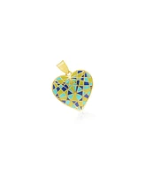 The Lovery Geometric Enamel Heart Charm 14K Gold