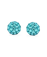 Bling Jewelry Elegant .925 Sterling Silver Round 8MM Glittering Pave Crystal Disco Ball Stud Earrings