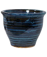 Large Ceramic Planter - Indoor or Outdoor Plant Pot with Drainage Dark Green Glaze Finish 18.5" Studio
