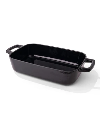 Alva Nori 12"x8" Enameled Cast Iron Rectangular Roasting Pan, Non-Toxic Pfas-Free Casserole Dish, Naturally Nonstick Baking & Braising Pot, Oven Safe