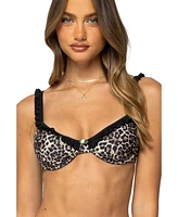 Edikted Women's Deeva Leopard Cupped Bikini Top
