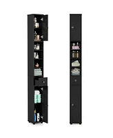 Gymax Tall Slim Bathroom Storage Cabinet Linen Tower w/Drawer Adjustable Shelves Black