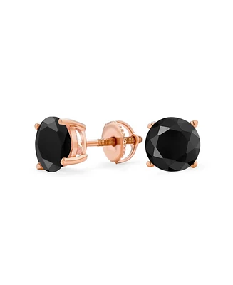 Bling Jewelry Round Cubic Zirconia Cz Solitaire Stud Earrings Rose Gold Plated Sterling Silver Screwback