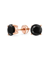 Bling Jewelry Round Cubic Zirconia Cz Solitaire Stud Earrings Rose Gold Plated Sterling Silver Screwback