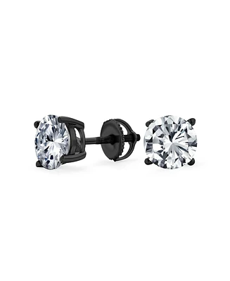 Bling Jewelry Round Cubic Zirconia Cz Solitaire Stud Earrings Rose Gold Plated Sterling Silver Screwback