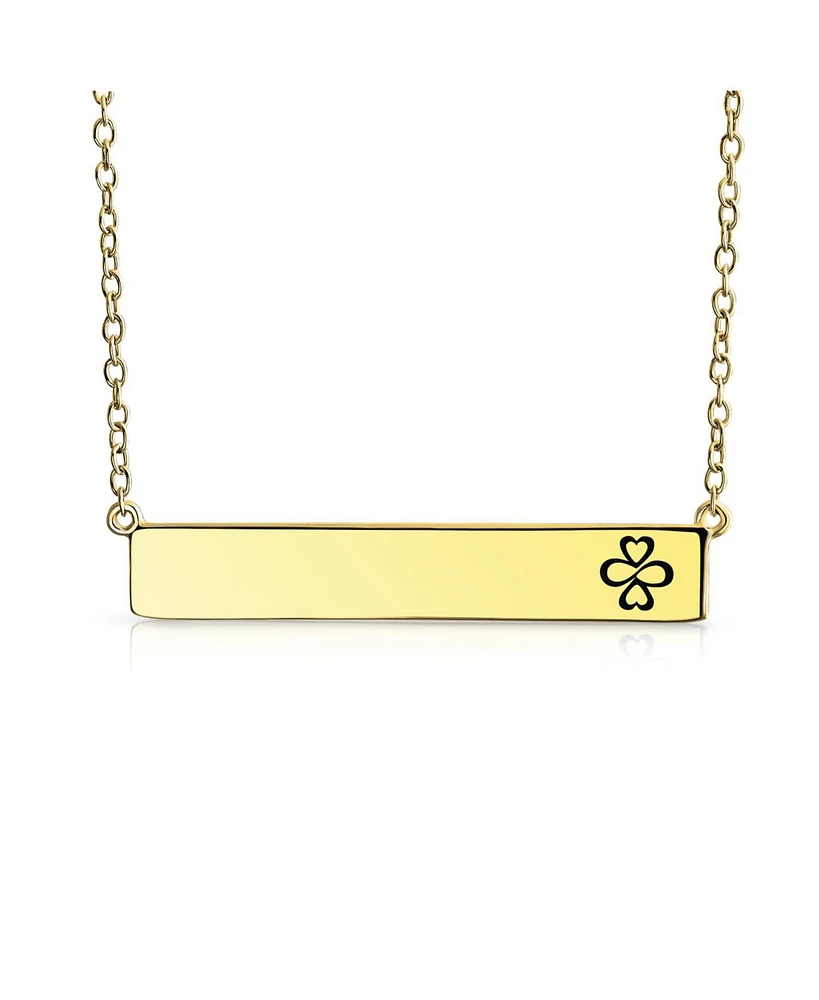 Bling Jewelry Ayllu Amulet Talisman Inspirational Heart Infinity Clover Love Luck Unity Sideways Bar Pendant Necklaces Yellow Gold Plated.925 Sterling