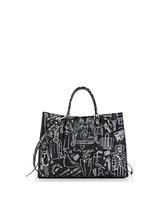 Pre-Owned Balenciaga Papier Graffiti A6 Zip Around Classic Studs Bag Leather
